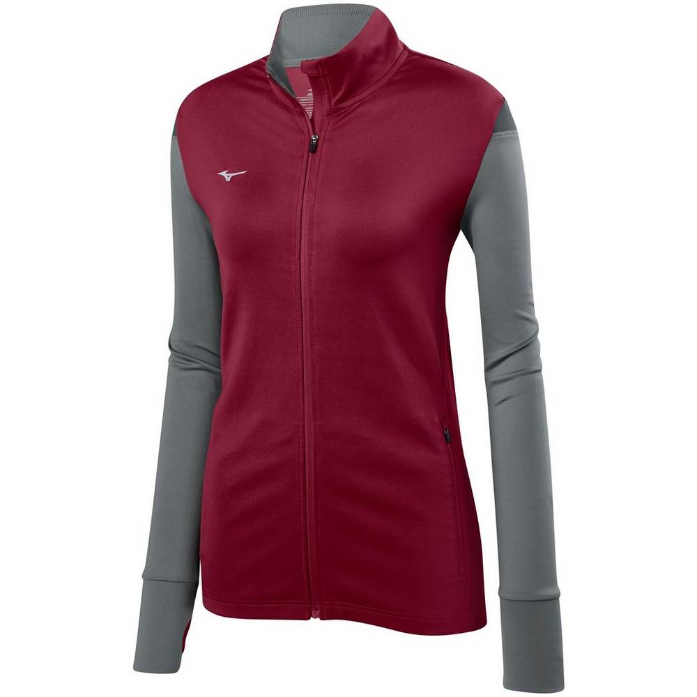 Casaco Mizuno Voleibol Horizon Full Zip - Mulher - Bordeaux/Cinzentas - EFPHK5934